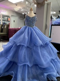 Style C318 Johnathan Kayne Blue Size 8 Pageant Tall Height Ball gown on Queenly