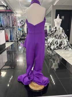 Style C311 Johnathan Kayne Purple Size 6 Tall Height Floor Length Jumpsuit Dress on Queenly