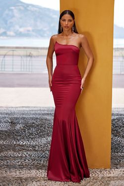Style Leona Alamour The Label Red Size 0 Burgundy Tall Height Satin Floor Length Straight Dress on Queenly