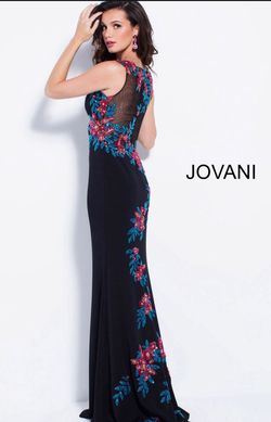 Jovani Black Size 4 Jewelled Military Tall Height Floor Length Straight Dress on Queenly