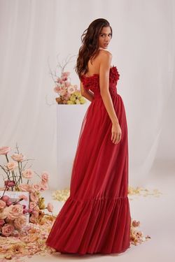 Style Leonie Alamour The Label Burgundy Size 0 A-line Ruffles Floor Length Straight Dress on Queenly