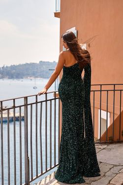 Style Tura Alamour The Label Green Size 0 Cape Side slit Dress on Queenly