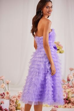 Style Tiana Alamour The Label Purple Size 4 Strapless Tall Height Tulle Cocktail Dress on Queenly