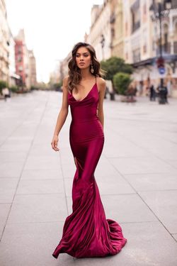 Style Desirae Alamour The Label Purple Size 16 Floor Length Jersey Velvet Tall Height Side slit Dress on Queenly