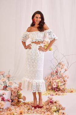 Style Mina Alamour The Label White Size 16 Tall Height Mina Lace Floor Length Straight Dress on Queenly
