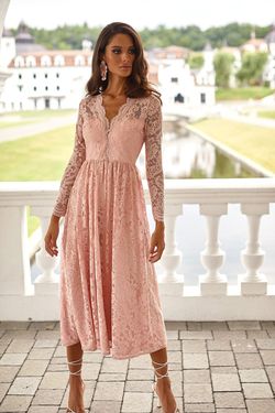 Style Genevieve Alamour The Label Pink Size 0 Sheer A-line Tall Height Straight Dress on Queenly