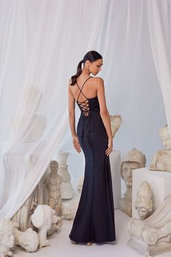 Style Greta Alamour The Label Black Size 12 Silk Greta Floor Length Satin Straight Dress on Queenly