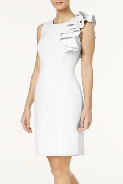 Calvin Klein White Size 4 Midi Bridal Shower Cocktail Dress on Queenly