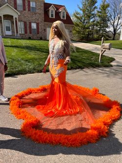 Orange Size 8 Ball gown on Queenly