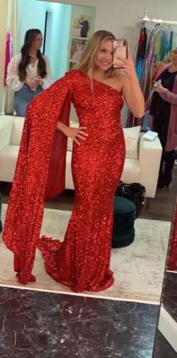 Johnathan Kayne Red Size 4 Floor Length Jonathan Kayne Train Dress on Queenly