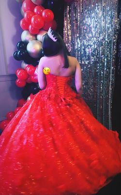 MoriLee Red Size 4 Free Shipping Ball gown on Queenly