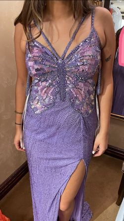 Sherri Hill Purple Size 6 Prom Side slit Dress on Queenly