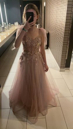 Mark Zunino Light Pink Size 2 Floor Length Corset A-line Dress on Queenly