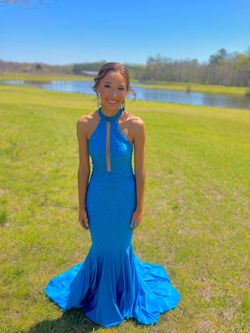 Johnathan Kayne Blue Size 0 Prom Jewelled Mermaid Dress on Queenly