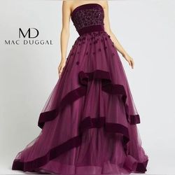 Style Mac Duggal 66346 Mac Duggal Multicolor Size 0 Velvet Bridgerton Prom Ball gown on Queenly