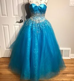 Fire & Ice Blue Size 0 Jewelled Bridgerton Floor Length Belt Fire And Ice Ball gown on Queenly