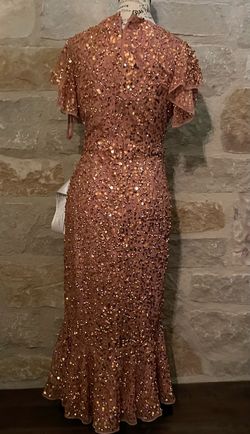 Mac Duggal Pink Size 2 Rose Gold Sequined Military Free Shipping Straight Dress on Queenly