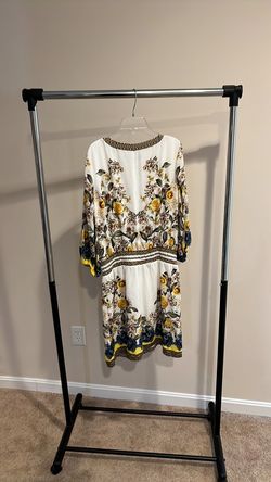 White House Black Market White Size 8 Multicolor Long Sleeve A-line Dress on Queenly
