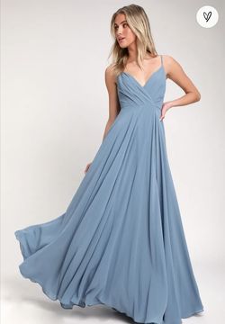 Style 747262 Lulus Blue Size 16 Plus Size A-line Floor Length Ball gown on Queenly