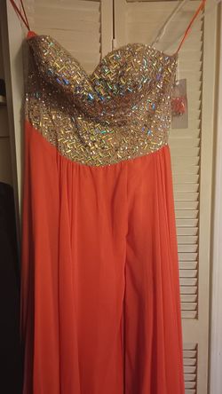 Orange Size 16 Side slit Dress on Queenly