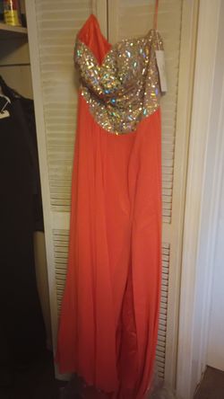 Orange Size 16 Side slit Dress on Queenly
