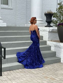 Amelia Couture Blue Size 4 Floor Length Wedding Guest Euphoria Train Dress on Queenly