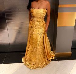 Gold Size 0 Train Dress on Queenly
