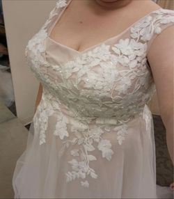 Davids Bridal Studio Pink Size 18 Floor Length Nude 50 Off Plus Size David's Bridal Ball gown on Queenly