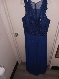 May Queen Blue Size 22 Sheer Straight Dress on Queenly