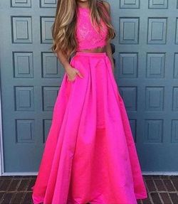 Jovani Hot Pink Size 2 Pageant 50 Off High Neck Prom Ball gown on Queenly