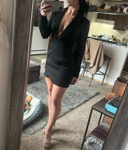 Runaway The Label Black Size 4 Blazer Plunge Mini Long Sleeve Cocktail Dress on Queenly