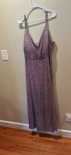 Morgan and Co Light Purple Size 14 50 Off Lavender Spaghetti Strap Plus Size Side slit Dress on Queenly