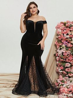 Style FSWD0989P Faeriesty Black Size 28 Spandex Polyester Plus Size Mermaid Dress on Queenly