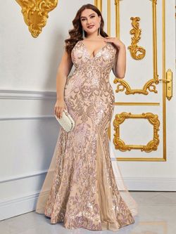 Style FSWD0799P Faeriesty Gold Size 20 Floor Length Tall Height Corset Plus Size Mermaid Dress on Queenly