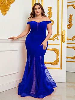 Style FSWD0989P Faeriesty Blue Size 24 Military Floor Length Mermaid Dress on Queenly