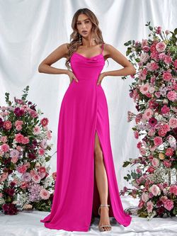 Style FSWD0913 Faeriesty Hot Pink Size 8 Polyester A-line Side slit Dress on Queenly