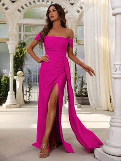 Style FSWD0553 Faeriesty Pink Size 4 Polyester Jersey Side slit Dress on Queenly