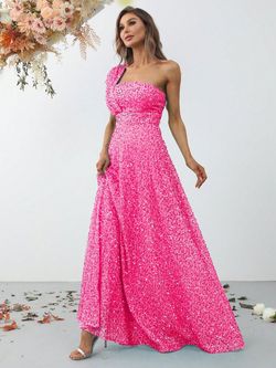 Style FSWD0867 Faeriesty Pink Size 4 Sequined Floor Length A-line Dress on Queenly