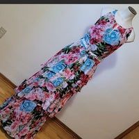 TAHARI Multicolor Size 10 High Neck Floral Straight Cocktail Dress on Queenly
