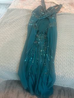 Nightway Blue Size 12 Prom Wedding Guest Teal A-line Dress on Queenly