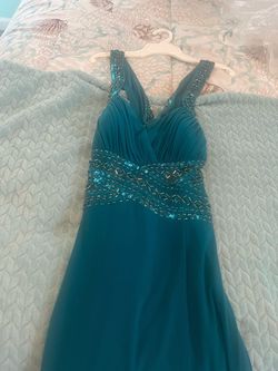 Nightway Blue Size 12 Prom Wedding Guest Teal A-line Dress on Queenly