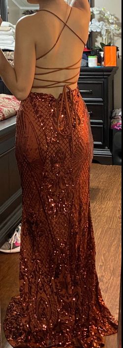 Windsor Brown Size 4 Free Shipping Floor Length Mermaid Side slit Dress on Queenly