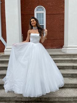 Sherri Hill White Size 10 Pageant Strapless Prom Ball gown on Queenly
