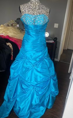Mori Lee Blue Size 4 Prom Train Dress on Queenly