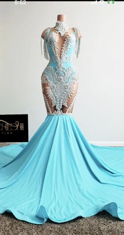 Blue Size 14 Mermaid Dress on Queenly