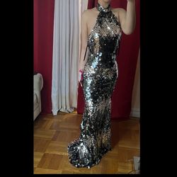 MoriLee Silver Size 4 Mori Lee Prom Floor Length Mermaid Dress on Queenly
