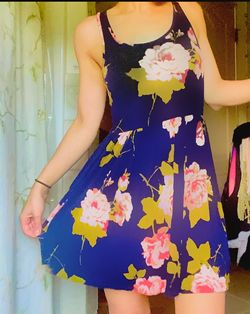 Kimchi Blue Blue Size 0 Floral Peach 50 Off Fitted A-line Dress on Queenly