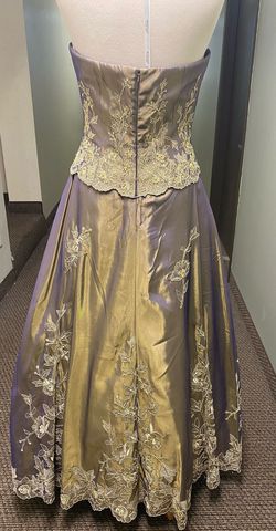Montage by Mon Cheri Gold Size 10 Floor Length Ball gown on Queenly