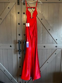 Cinderella Divine Red Size 2 Silk Satin Military Mermaid Dress on Queenly