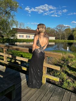 Sherri Hill Black Size 4 Floor Length Straight Dress on Queenly